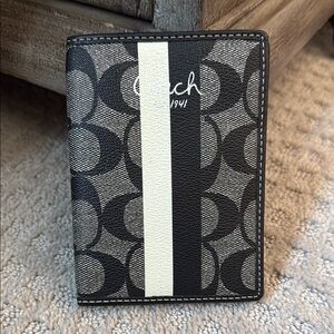 Coach Black and White Passport holder
